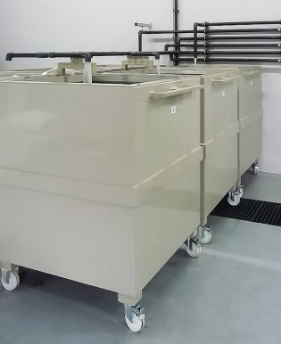 Caissons de filtration des boues de traitement des eaux